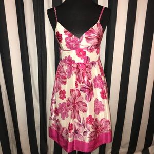 GUESS Pink & White Floral Silk Dress EUC Size 5
